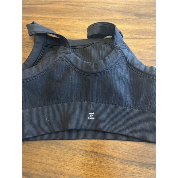 Aerie Ribbed Longline Highneck Padded Black Bralette Wmn Sz S Comfort Athleisure - Picture 6 of 6
